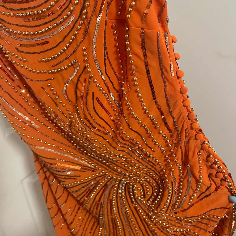 ASOS burnt orange embellished midi dress - Worn once - Picture 5 of 7
